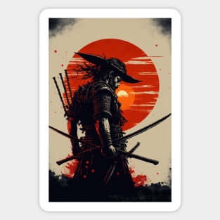 The Crimson Sun: A Symbol of the Epic Warrior in Japanese Culture Sticker